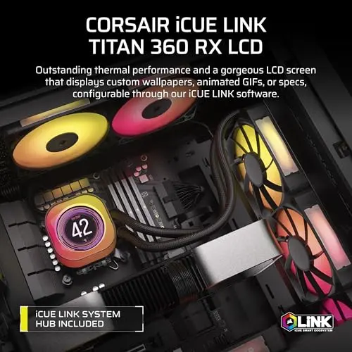 CORSAIR Titan 360 RX: Enfriamiento Líquido 360mm, Pantalla IPS y 3 Ventiladores RGB - imagen 2