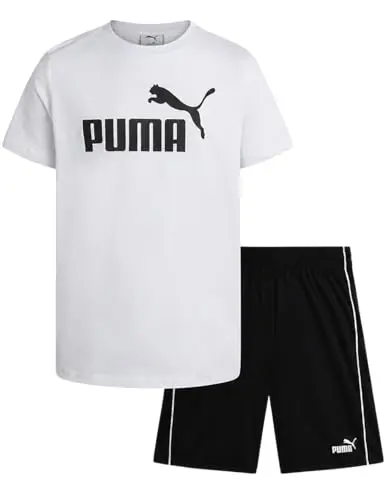 Conjunto PUMA de 2 Piezas: Playera de Algodón y Shorts Activos para Niños (Tallas 4-16)