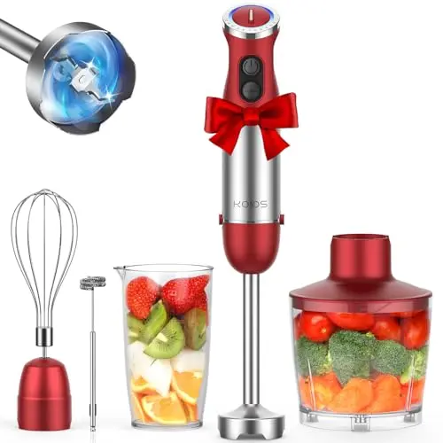 KOIOS Batidora de Inmersión 5 en 1, 1000W, 12 Velocidades, Incluye Procesador, Whisk y Más