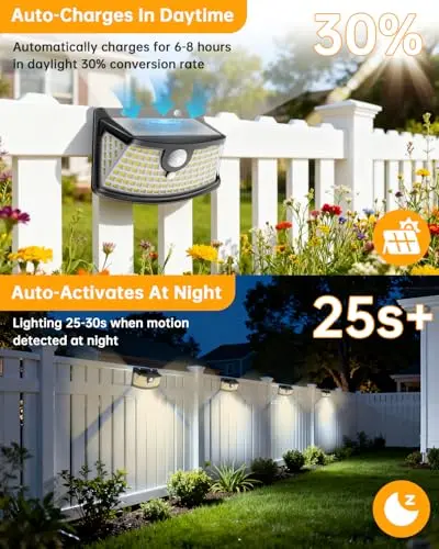 Aootek Nuevas Luces de Sensor Solar 120 LEDs, 270° de Ángulo Amplio, IP65 a Prueba de Agua (6-Pack) - imagen 4