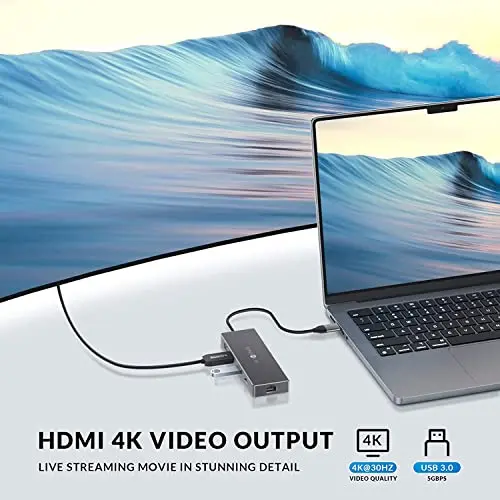 Estación de Acoplamiento USB C 10 en 1 con HDMI 4K, Ethernet 1000M y PD 100W - imagen 3