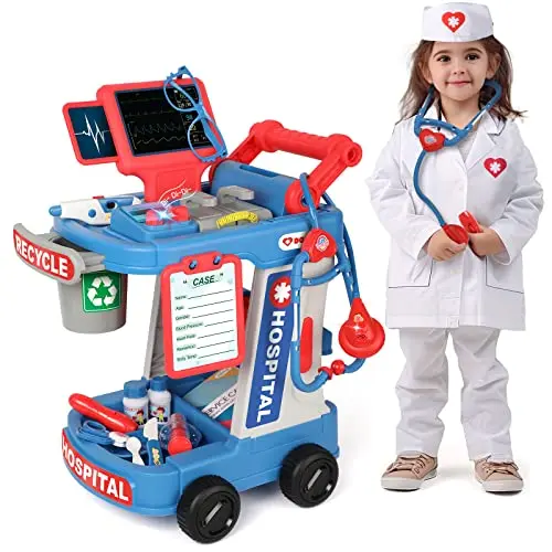 Kit de Doctor Liberry para Niños 2-5 Años, con Sonido y Luz, Azul