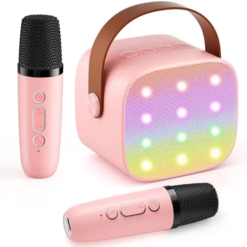 Máquina de Karaoke Mini Bluetooth 2026 | 2 Micrófonos Inalámbricos, 8-10 Horas de Diversión