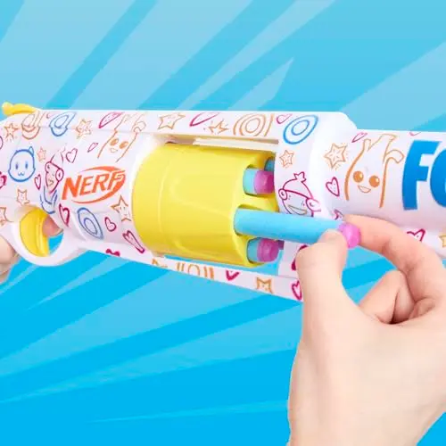 Nerf Fortnite Frenz 4 Ever Blaster, código de bonificación para desbloquear Frenz 4 Ever Wrap en el juego, 6 dardos de élite, tambor de 6 dardos. - imagen 5
