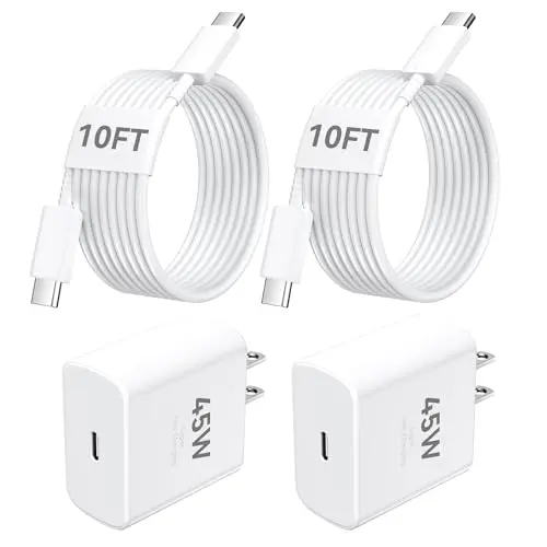 Cargador Rápido 45W USB-C para iPhone 18/17/16/15 con Cable de 10FT
