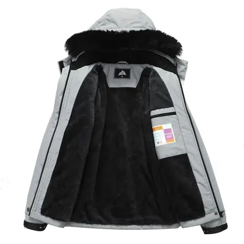 Chaqueta de Esquí Impermeable MOERDENG para Mujer con Capucha Desmontable y Almacenamiento Seguro - imagen 4