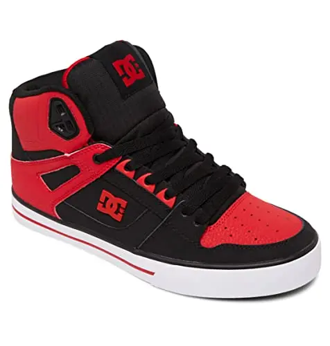 Zapatillas de Skate DC Pure High-top Wc, Rojo Fuego/Blanco/Negro, Talla 10 US