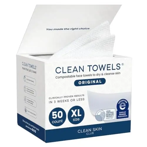 Toallitas XL Clean Skin Club, desechables y ultra suaves, 100% biodegradables, 50 unidades