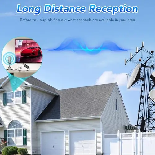 Antena TV Interior DTB TECH: Recepción 360°, 120 Millas, Amplificador y Base Magnética, Full HD - imagen 4