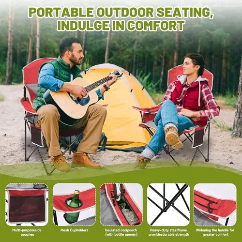 Prime: Silla Plegable XMT con Reposabrazos Anchos y Soporte de 450lbs, Ideal para Camping - imagen 5