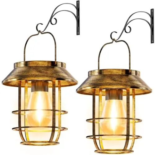 Lámparas Solares Retro 2 Pack – Iluminación Elegante y Resistente al Agua para Exterior