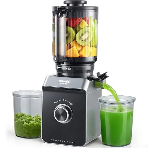Extractor de Jugo Cold Press ORMEO HOME con Boca Ancha de 5.5" y Alta Pureza de Jugo