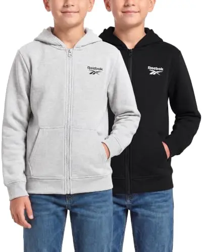 Reebok 2 Pack Sudaderas con Capucha para Niños - Con Forro Polar y Cierre Completo