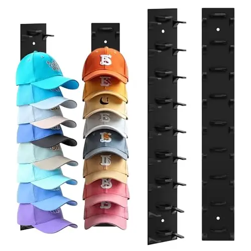 Organizador de Sombreros para 36 Gorras - 4 Pzas, Instalación Versátil en Pared