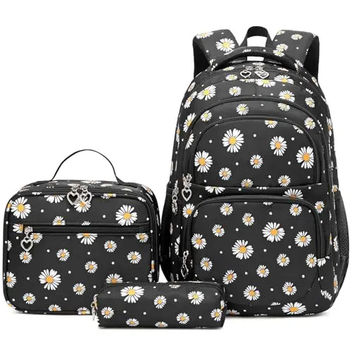 Mochila Escolar Daisy 3 en 1 para Niñas con Lunch Box – Ligera y Resistente al Agua