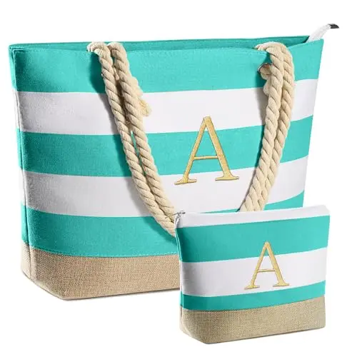 YOOLIFE Bolsa de Playa Personalizada con Monograma - Regalo Multifuncional para Mujeres