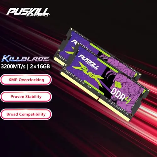 Kit RAM PUSKILL DDR4 32GB (2x16GB) 3200MHz - Acelera tu Laptop para Gaming - imagen 2