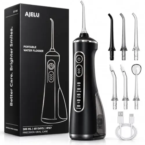 Hidroflosser Portátil Inalámbrico: 300ml, 4 Modos, Batería de Hasta 60 Días, IPX7