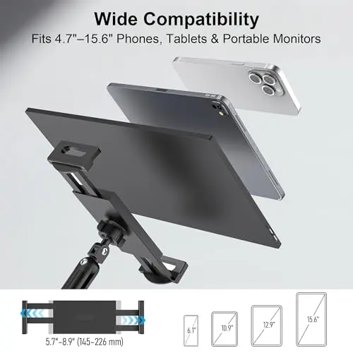 Soporte Ajustable para iPad de 30" con Rotación 360°, Compatible con Tablets y Monitores - imagen 5
