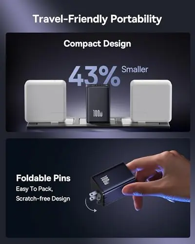 Cargador Baseus 100W USB-C Plegable: Carga Rápida para MacBook, iPhone, Galaxy y Más - imagen 3