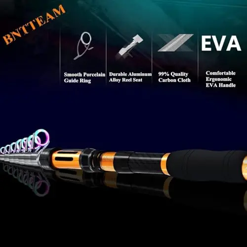 Juego de caña y carrete de pesca BNTTEAM, ligero, portátil y fluorescente, ideal para todo tipo de pesca. - imagen 4