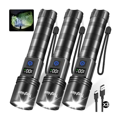 Linternas Recargables Tughlax: Potente Luz LED, 5 Modos y Carga Rápida USB-C (3 Pack)