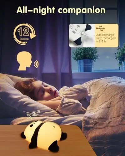 Luz Nocturna Panda con Control de Voz, 6 Colores y Temporizador de 30 Minutos - imagen 5