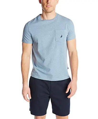 Camiseta Nautica para Hombre con Cuello Redondo y Bolsillo - Deep Anchor Heather