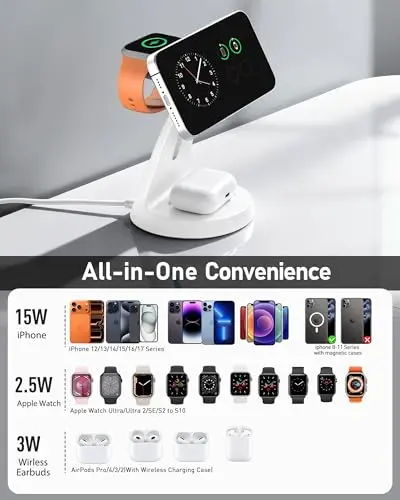 Estación de Carga Inalámbrica 3 en 1 para iPhone 17-12, compatible con Apple Watch y AirPods. - imagen 4