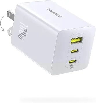Cargador Baseus 100W USB C, 3 Puertos, Plegable y Compacto