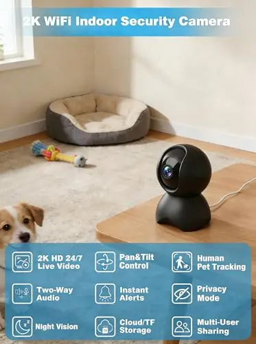 YYSY Cámara de Seguridad 2K 5G: Monitoreo AI, Detección de Llanto y Seguimiento 360° (2-Pack) - imagen 2
