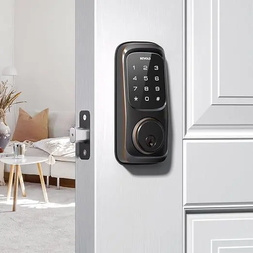 Cerradura de puerta de entrada sin llave con teclados de pantalla táctil, cerrojo electrónico para puerta delantera, certificado ANSI gr