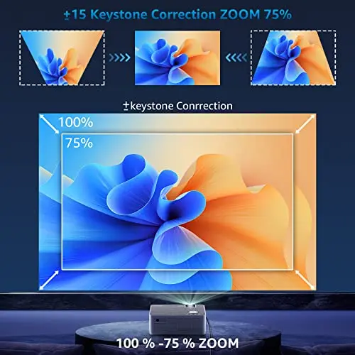 Proyector nativo 1080P con WiFi/Bluetooth y soporte 4K, incluye pantalla de 100" y trípode - imagen 5