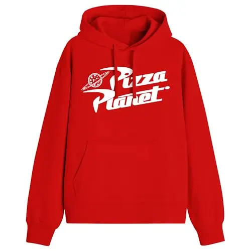 Disney Pixar Pizza Planet Pullover Toy Story Sweatshirt Hoodie (MD, Red), talla M