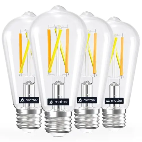 Bombillas Linkind Matter Edison Inteligentes ST19 - 4 Pack, Controlable por Alexa/Google/Home, 2700K-6500K