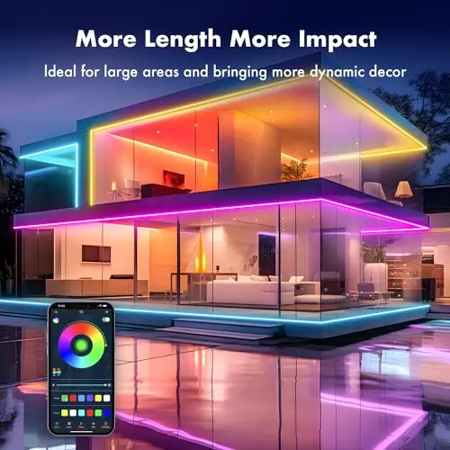 YILINM Luces de Cuerda RGB Neon de 20FT, Impermeables y Controladas por App/Remote - imagen 5