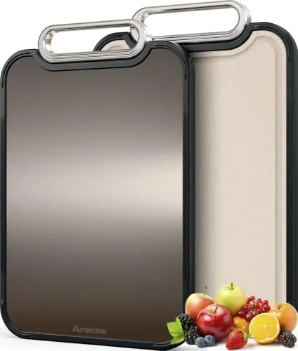 Tabla de Corte Astercook de Titanio 2 en 1 - 16 x 11 in, Resistente y Práctica