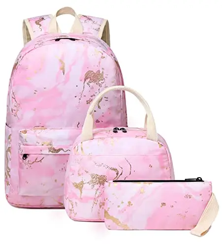 Set de Mochila Escolar Bluboon para Niñas con Lonchera y Estuche (Rosa)