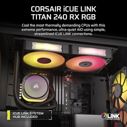 Enfriador Líquido CORSAIR iCUE Link Titan 240 RX RGB – 240mm AIO, Silencioso y Eficiente - imagen 2