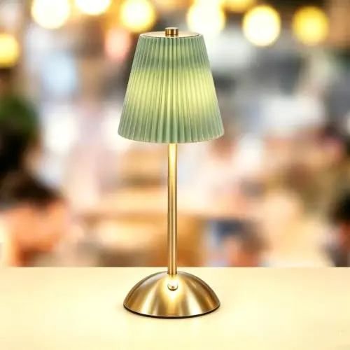Lámpara de Mesa Pequeña Dorada de 12" para Habitaciones Infantiles - Lámpara Moderna con Pantalla de Tela