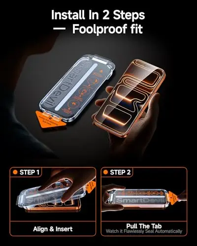 SMARTDEVIL Protector de Pantalla para iPhone 17 Pro Max, Cristal Templado 9H, Instalación Automática Sin Burbujas - imagen 3