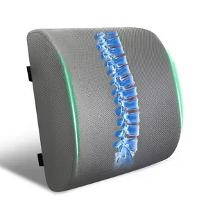 Almohada Lumbar FuturaLoom para Silla de Oficina y Auto - Espuma de Memoria de Carbón con Funda 3D