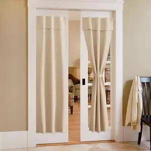 Cortinas Negras NICETOWN de 72" para Puertas, Autoadhesivas y Portátiles, Beige Biscotti