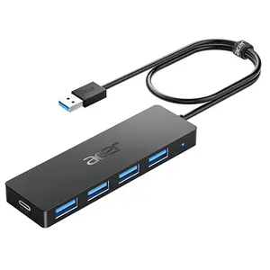 Hub USB Acer de 4 Puertos - Splitter USB 3.0 con Conector Tipo C para Portátiles y PCs