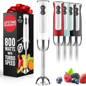 Batidora de Inmersión Zulay Kitchen 800W con Modo Turbo, Acero Inoxidable, BPA-Free
