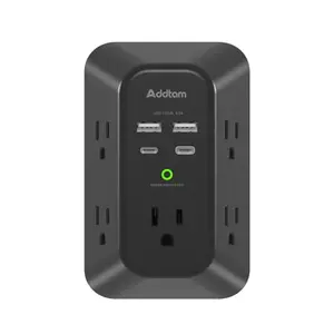 Extensor de Enchufe Addtam con 4 Puertos USB (2 USB-C), 1800J de Protección Contra Sobretensiones