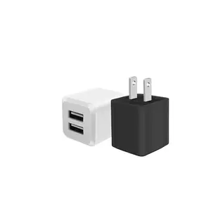 Cargador USB de Pared Dual, Adaptador Compacto para iPhone y Android (Blanco y Negro)