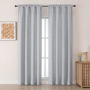 Cortinas Grises Chyhomenyc 96'' con Textura Lino, 2 Paneles Filtrantes de Luz para Sala y Dormitorio
