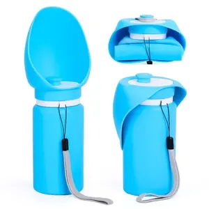 Botella de Agua para Perros Jalopink 2-en-1, Plegable y a Prueba de Fugas (19oz, Azul)