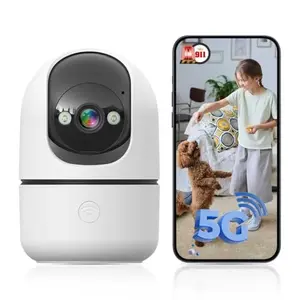 Cámara Indoor JWQPO 5G/2.4G: Monitoreo 360°, Visión Nocturna y Alertas Emergencia 911